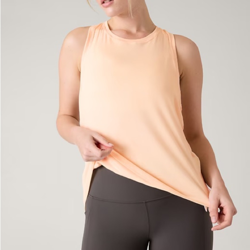 Athleta Ease In Rib Tank Peach Orange Small Modal Blend Racerback - Picture 3 of 9